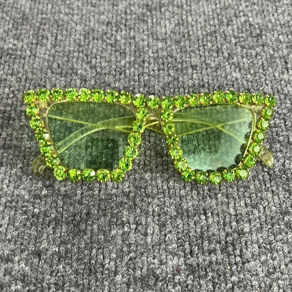 GreeksGlasses Green Rhinestone styled Sunglasses